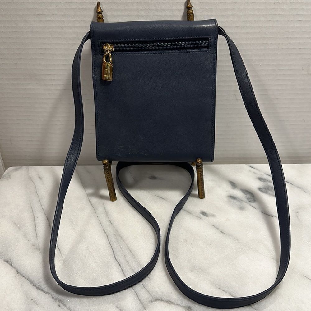 Louvier Paris blue leather crossbody wallet traveling - Picture 10 of 12